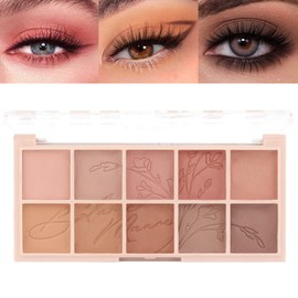 KARNAR 10 Colors Naked Matte Eyeshadow Palette, Nude, Taupe, Brown Matte Neutral Shades for Travel Nude Pink Matte Eyeshadow Palette E1