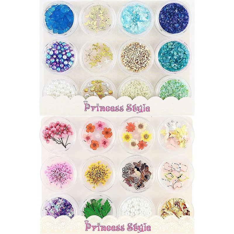 Princess-style Nail Parts, Small, Resin Parts, Enclosed Parts, Blue, Pink,