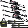 KJE Retractable Ratchet Straps, (4) 1" x 10' Tie Down