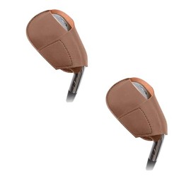 Lopsity 2PCS Golf Iron Headcovers PU Leather Waterproof Fit All Brands Solid Color Fashion Golf Mallet Putter Cover Headcover Club Protector (Brown)
