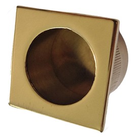 Universal Hardware Finger Pull Handle Recessed Edge Flush Square Fitting Pocket Insert Wardrobe Sliding Doors 29mm (Polished Brass)