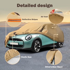 FSGRICH Car Cover Waterproof Compatible with Mini Cooper 2002-2024 Cooper S Hardtop Convertible 2 Door, Outdoor Heavy Duty Car Covers Rain Sun Snow Protection with Zipper and Windproof Buckle