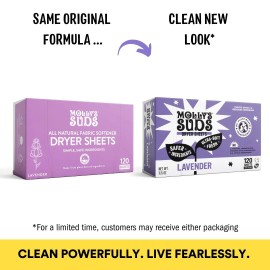Molly's Suds Plant Based Dryer Sheets 120 Pack Soft Static Free Clothes