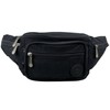Lorenze Men's Women's Crinkled Nylon Belt Bag, black