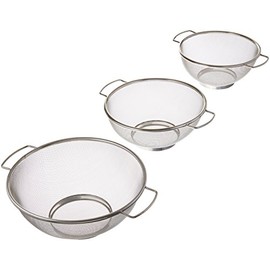 ExcelSteel 3 Piece Stainless Steel Fine Mesh Colander w/Resting Base, Dishwasher Safe Strainer for Vegetables, Salad, Fruit, Pasta (732)