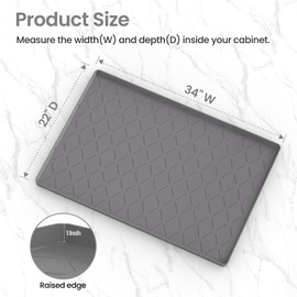 MateeyLife 28'' x 19'' Silicone Under Sink Mat for Kitchen Waterproof, Under Sink Rubber Mat with Lip for Kitchen Counter, Cabinet Liner for Kitchen Organizer, Sink Protectors for Kitchen Sink