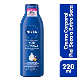 NIVEA Crema Corporal Humectante Body Milk Nutritiva (220 ml) 72 horas de Nutrición y Humectación Profunda con aceite de almendras ideal para Piel Extr