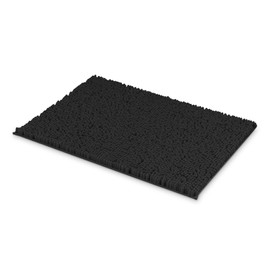 MEGAROOM Non-Slip Chenille Bath Mat 50 x 80 cm - Soft and Non-Slip Anti-Mould Bath Mats for Safety and Comfort - Water-Absorbent and Quick Drying (Black)