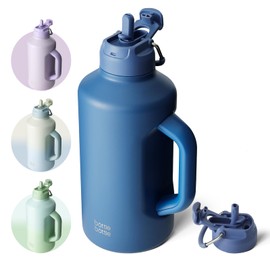 BOTTLE BOTTLE Insulated Water Bottle 64 oz with Straw and Dual-use Lid Stainless Steel Water Bottle for Men with Handle Vacuum Insulated jug for Workout Gym Soccer and Sports blue