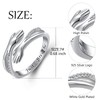 Hug Ring, S925 Sterling Silver Hugging Hands CZ Open Ring