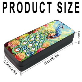SHEGZHUC Diamond Painting Glasses Case Hard Case 16 x 6.8 cm Diamond Painting Portable Sunglasses Storage Glasses Case for Men and Women Peacock Blue Flowers Roses Animals