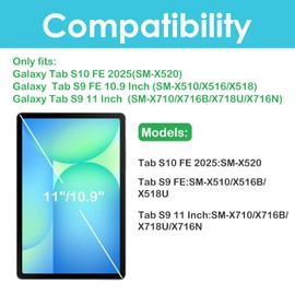 ProCase 2 Pack Screen Protector for Galaxy Tab S10 FE 2025 / Tab S9 FE 5G WiFi 10.9" 2023 / Tab S9 11 inch + 2 Pack Camera Lens Protector, Tempered Glass Film Compatible with S Pen -Gray