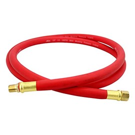 Milton 2760-6LH Air Leader Hose, 3/8" x 6 ft. Rubber Hose - 1/4" NPT Brass Ends - 300 Max PSI