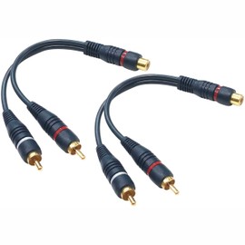 Audio Fan RCA Splitter Cable 2RCA Male to RCA Female Video Audio Y RCA Audio Cable Mono to Stereo Woofer Support Video Splitter Cord Gold Plated for Car Monitor, Car Navigation, Rear Monitor, Subwoofer and More