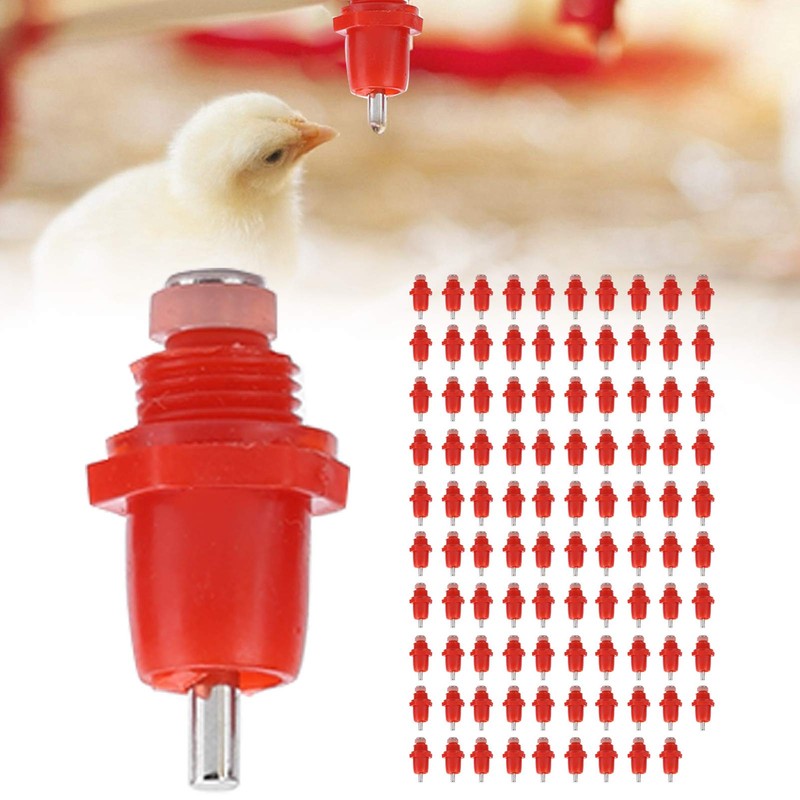 QANYEGN 100Pcs Poultry Screw Style Nippler Waterer, Chicken Nippler Drinker