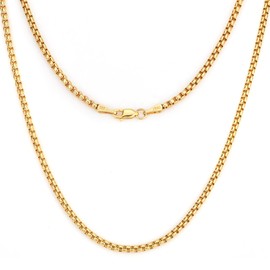 18K Gold Over Box Necklace Chain for women 3mm Box Chain 925 Sterling Silver Clasp Gold Chain for men 20 Inches