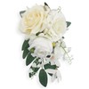 Rinlong 1Pc Floral Shoulder Corsages White Green Rose Mother of