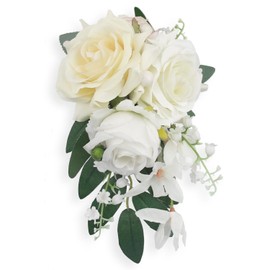Rinlong 1Pc Floral Shoulder Corsages White Green Rose Mother of The Bride Corsage for Wedding Prom Ceremony Anniversary Party Church Mother's Day
