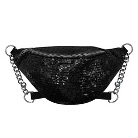 Eilova Orityle Bling Sequins Fanny Waist Pack Glitter Shoulder Chest Bag with Adjustable Belt for Women Girl