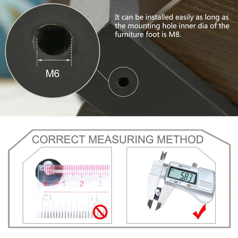 sourcing map Adjustable Levelling Feet M6 x 10 x 16