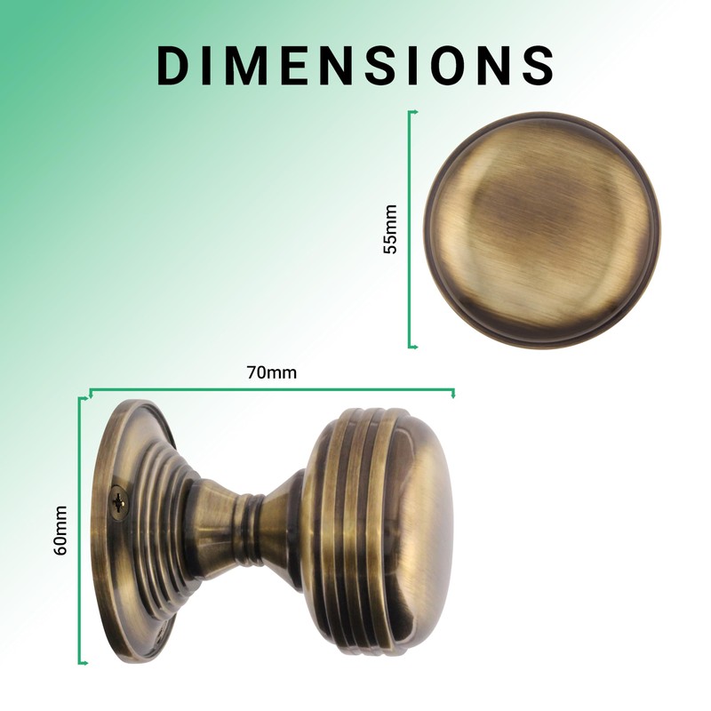 EAI Lined Door Knobs Antique Brass | 1 Pair of