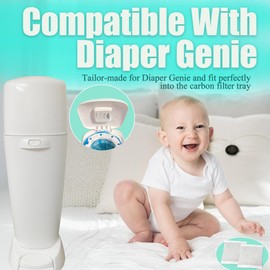 NewKe 12 Pack Diaper Pail Deodorizer Refill, Activated Charcoal Filters for Diaper Genie Complete and Expressions Pail, Odor Eliminator, Activated Carbon Filter Refill, Keep Nursery Fresh