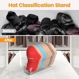 Nicetree Hat Organizer, 2 Pcs No Install Acrylic Hat Racks for 14 Baseball Caps Storage, Hat Stand for Baseball Caps Display and Organizer for Dresser, Bedroom, Closet, Office