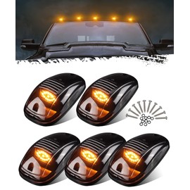 Partsam Cab Marker Light, Smoke Lens Eye Shape Amber 13 LED Cab Roof Running Lights Assembly [Universal Fit] Compatible with 2003-2018 Dodge Ram 2500 3500 Pickup Trucks