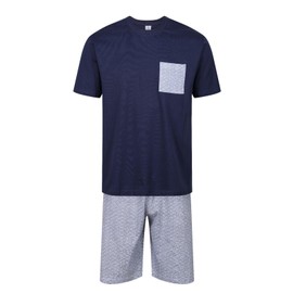 Mens Short Pyjamas PJ Set Premium Sleep Lounge Tartan Plaid Nightwear M-XXL New (PP Hex Navy L)