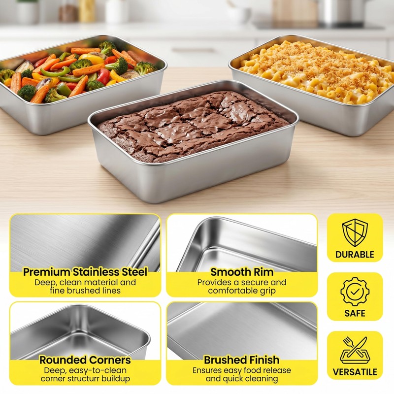 Dyrfolm 12 Pcs 9 x 6 Inch Stainless Steel Loaf