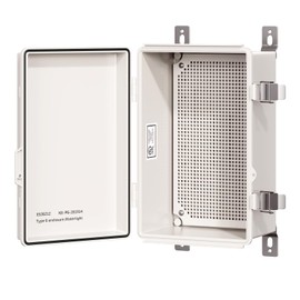 KWONONG UL Certified Junction Box, NEMA 6 Weatherproof 94V-0 Flame Retardant, Plastic Electrical Enclosure for Industrial Projects, Includes Mounting Plate (Grey Cover, 11"×7.5"×5.5")