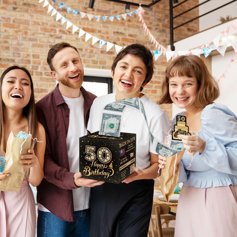 50th Birthday Surprise Gift Box, Happy Birthday Money Gift Boxes