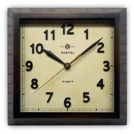 Santeru QL696-AN Square Wall Clock, Antique Brown, Made in Japan