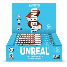 UNREAL Dark Chocolate Coconut Bars | Certified Vegan, Gluten Free, Fair Trade, Non-GMO | No Sugar Alcohols or Soy | 12 Large Bars