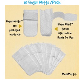 MediMitt FingerMitt | Non Adhesive Fingertip and Full Coverage Bandages with Fastening Strap | Without Absorbent Pad (Large 10-Pack)