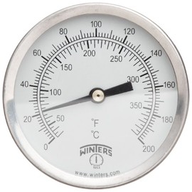 Winters TCT Series Dual Scale Mild Steel Clamp-On Thermometer, 2-1/2" Dial, 30-390 F/C Range