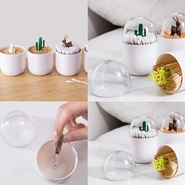 HomDSim 2 Pack Creative Cotton Swab Holder,Cotton Bud Small Q-Tips Toothpicks Brushes Holder Box Case Storage Organizer Jar with Clear Lid Dustproof Cover