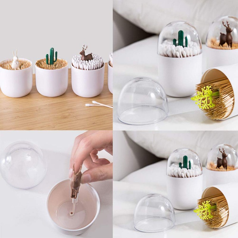 HomDSim 2 Pack Creative Cotton Swab Holder,Cotton Bud Small Q-Tips