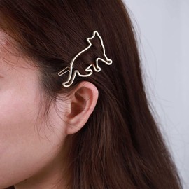 Iaceble Cat Hairclip Barrette Gold Animal Hairpins Clip Hollow Cat Side Clip Hairpin Minimalist Metal Hair Clips Decorative Hair Accessories for Women and Girls Headdress