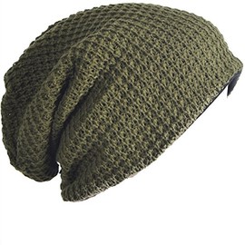 FORBUSITE Mens Slouchy Long Oversized Beanie Knit Cap for Summer Winter B08 Green