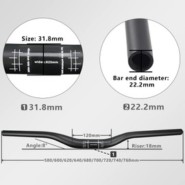 carbon mtb bars mountain bike hanlebars lightweight 31.8 riser hanlebar 1-1/4" carbon mountain bike bars 31.8 handlebar UD matte 640mm