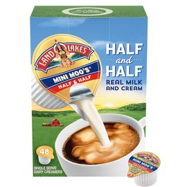Land O Lakes Mini Moo’s Half & Half Creamer Singles, Shelf-Stable, 48 Count (Pack of 4)