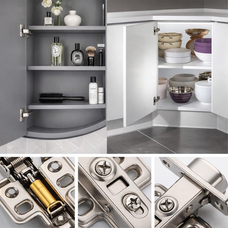 ANGSTROM 2-Pack Frameless Concealed Cabinet Hinges, Soft-Close, 2D Adjustable (Half-Overlay)