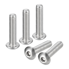 uxcell #8-32x3/4 Button Head Socket Cap Screws, 50pcs 304 Stainless Steel Fasteners Hex Bolts Screws, Full Thread Hex Drive Screws