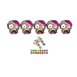 Set Of 5 Zombie 18'' Balloons With 10 Monster Stickers Included Mylar Balloons Birthday Party Decorations
