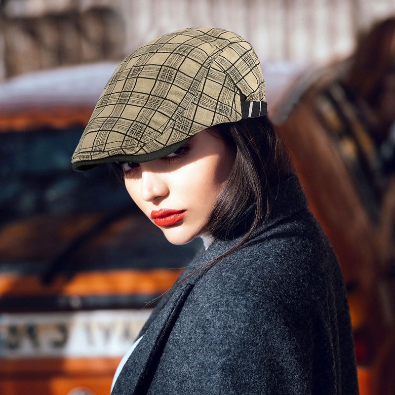 YAMEIZE Retro Plaid Men's Flat Cap - Hat Baker Boy