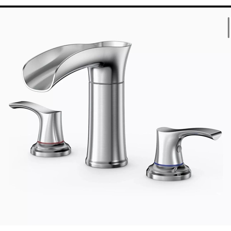 Faucet Waterfall Bathroom Faucet, WaterSong 3-Holes 8-Inch Bathroom Sink Faucet