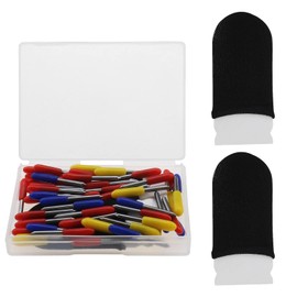 EMSea 50 Pieces Cutting Blades for Cutters, Including 30 Pieces 45 Degree Standard Blades, 10 Pieces 60 Degree Deep Cutting Blades, 10 Pieces 30 Degree Blades, Anti-Cut Finger Guard