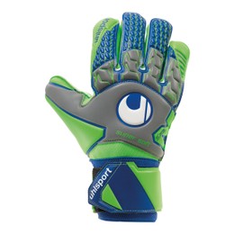 uhlsport Tensiongreen Supersoft Goalkeeper Gloves Men's, Dark Grey/Fluo Green/Marin, 8.5