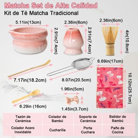 Juego de 8 Batidor de Matcha con Tazón Soporte Batidor Cuchara Colador Paño